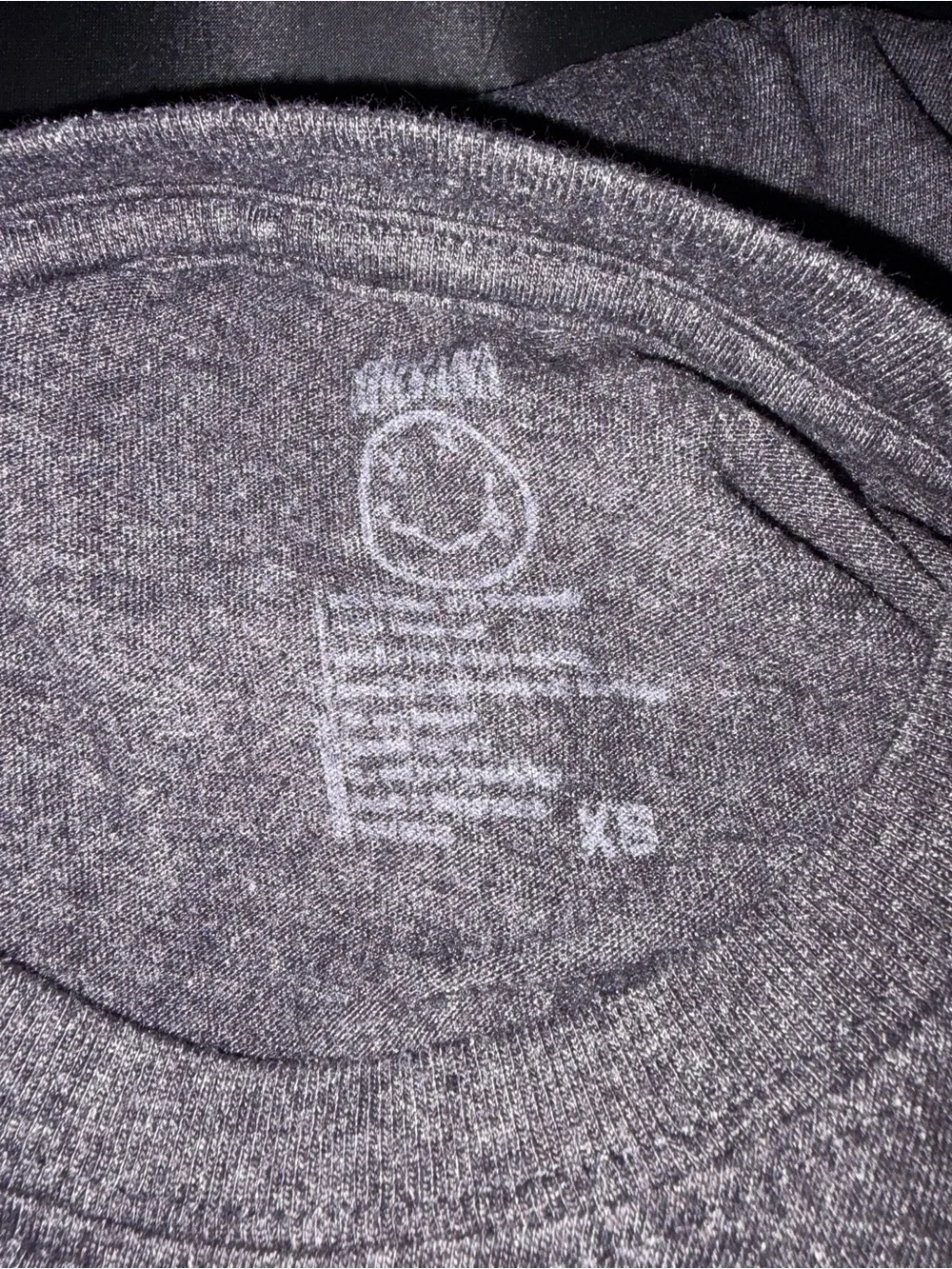 NIRVANA Gray Tee with Yellow Logo and Multicolor Tie-Dye Smiley